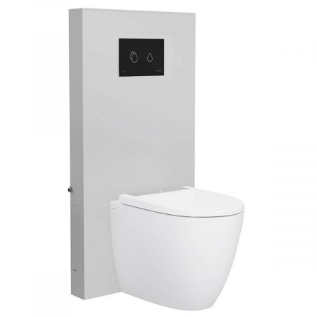 Rezervoare WC cu panou frontal din sticla - Cadru wc cu rezervor din sticla gros pentru WC pe pardoseala | 773-1760-01