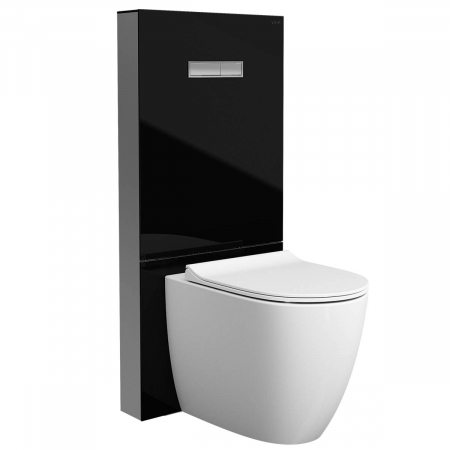 Rezervoare incastrate & panouri de control - Cadru WC cu rezervor din sticla negru 2.5/4 pentru montaj WC lipit de perete | 770-1761-02