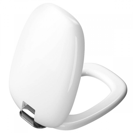 Capace WC - Capac WC alb duroplast, inchidere lenta soft close, colorat crom detasabil cu balamale metalice, fixare de sus, functie de eliberare rapida | 126-003-009