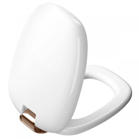Capace WC - Capac WC alb duroplast, inchidere lenta soft close, culoare cupru detasabil cu balamale metalice, fixare de sus, functie de eliberare rapida | 126-003-029