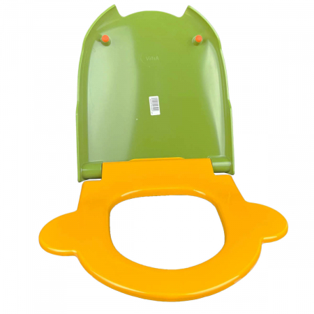 Capac WC copii, duroplast, cu balamale metalice, fixare de sus, inchidere soft close, verde si galben, cu suport portocaliu | 133-100-009 [6]