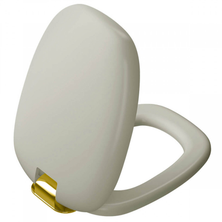 Capac WC mat taupe duroplast, inchidere lenta soft close, culoare auriu detasabil cu balamale metalice, fixare de sus, functie de eliberare rapida | 126-020-019