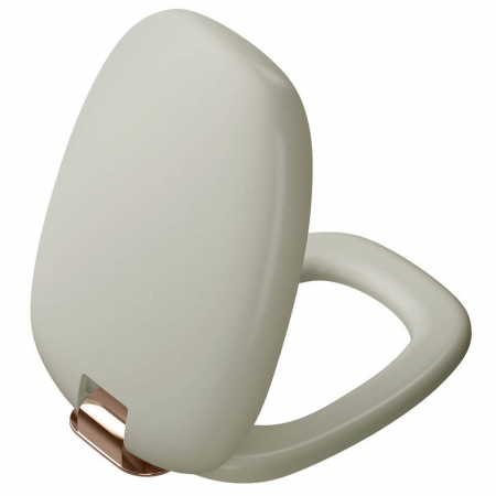 Capace WC - Capac WC mat taupe duroplast, inchidere lenta soft close, culoare cupru detasabil cu balamale metalice, fixare de sus, functie de eliberare rapida | 126-020-029