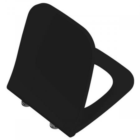 Capace WC - Capac WC slim detasabil cu balamale metalice, fixare de sus, inchidere lenta soft close, functie de eliberare rapida, negru mat | 191-083R009