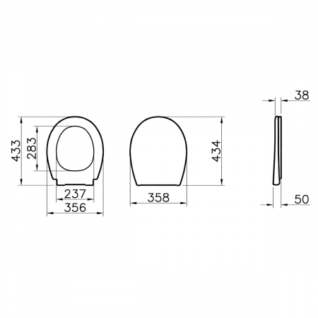 Capac WC universal, nuvoplast, model 1 forma ovala, inchidere lenta soft close, balamale detasabile din plastic, fixare de jos, functie de eliberare rapida | 109-003-909 [1]