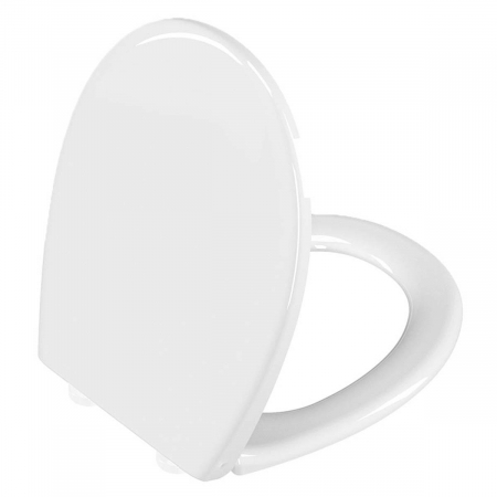Capac WC universal, nuvoplast, model 1 forma ovala, inchidere lenta soft close, balamale detasabile din plastic, fixare de jos, functie de eliberare rapida | 109-003-909