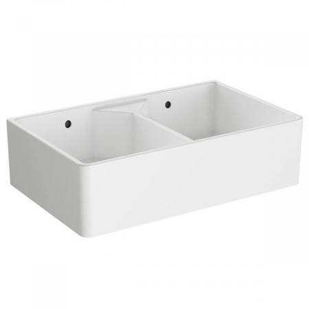 Bucatarie - Chiuveta bucatarie dubla cu doua cuve 80cm, fara orificiu baterie, cu orificiul preaplin | 5774B003-0012
