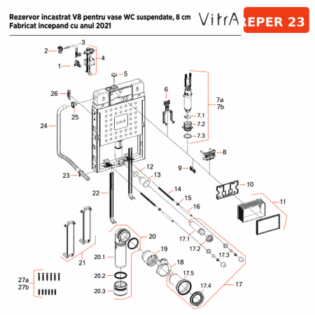 Kit-uri de montaj si accesorii - Clema PG-21 pentru tub flexibil din poliamida VitrA | 437782YP