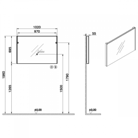 Core flat mirror 100cm, illuminated | 66916 [1]