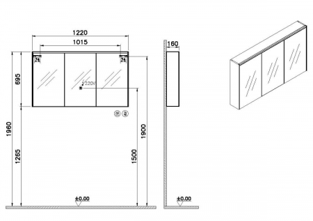 Core mirror cabinet 120 cm, illuminated | 66913 [1]