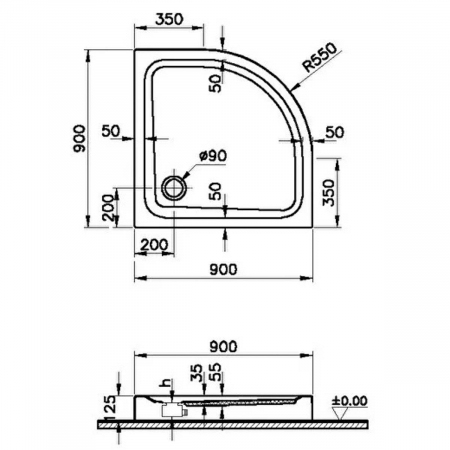 Corner, 90x90 monobloc | 64120001000 [1]