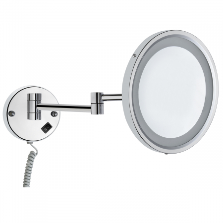 Mobilier de baie - Oglinda rotunda baie pentru machiaj, barbierit, chrom, montat pe perete, cu lumina | A44010