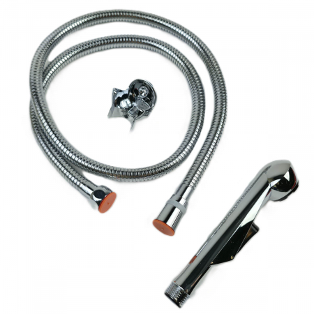 Dus igienic de mana cromat, cu furtun din otel inoxidabil 120cm, cap rotativ, buton actionare in partea interioara | 4029-PLS [5]