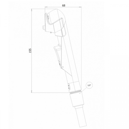 Dus igienic de mana cromat, cu furtun gri plastic 120cm, buton actionare in partea interioara | 4033-PLS [1]