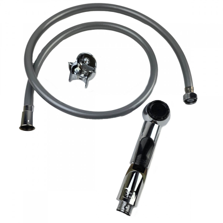 Dus igienic de mana cromat, cu furtun gri plastic 120cm, cu cap rotativ, buton actionare in partea interioara | 4032-PLS [4]