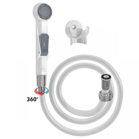 Dus igienic de mana, cu furtun alb plastic 120cm, cu cap rotativ, buton actionare in partea interioara | 4031-PLS [0]