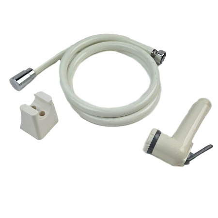 Dus igienic de mana, cu furtun alb plastic 120cm, cu cap rotativ, buton actionare pe partea inferioara | 3031 [4]