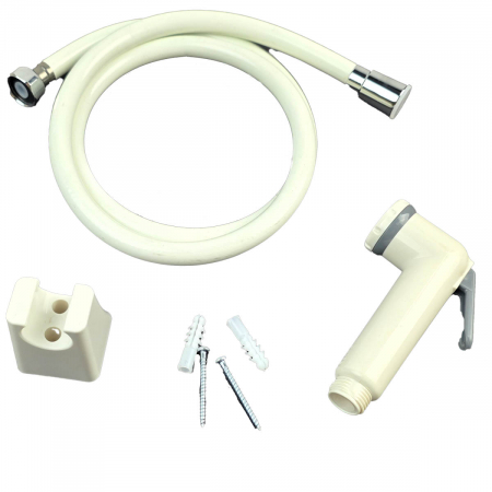 Dus igienic de mana, cu furtun alb plastic 120cm, cu cap rotativ, buton actionare pe partea inferioara | 3031 [2]