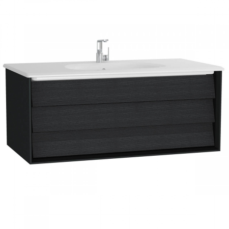 Mobilier de baie - Frame Unitate de baza lavoar baie 100cm, cu 1 drawer, cu vanity lavoar / chiuveta baie negru mat | 61225
