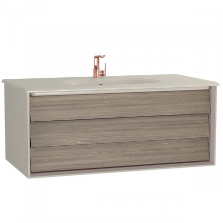 Mobilier de baie - Frame Unitate de baza lavoar baie 100cm, cu 1 drawer, cu vanity lavoar / chiuveta baie taupe mat | 61227