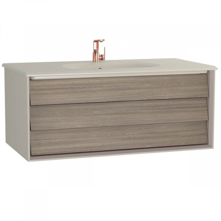 Mobilier de baie - Frame Unitate de baza lavoar baie 100cm, cu 1 drawer, cu vanity lavoar / chiuveta baie taupe mat | 61226