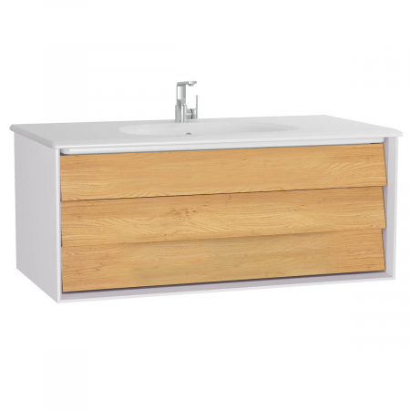 Mobilier de baie - Frame Unitate de baza lavoar baie 100cm, cu 1 drawer, cu vanity lavoar / chiuveta baie alb mat | 61224