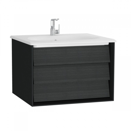 Mobilier de baie - Frame Unitate de baza lavoar baie 60cm cu 1 drawer, cu vanity lavoar / chiuveta baie negru mat | 61217