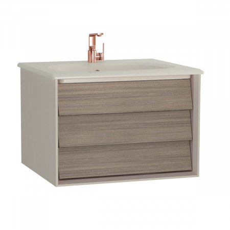 Mobilier de baie - Frame Unitate de baza lavoar baie 60cm cu 1 drawer, cu vanity lavoar / chiuveta baie taupe mat | 61219