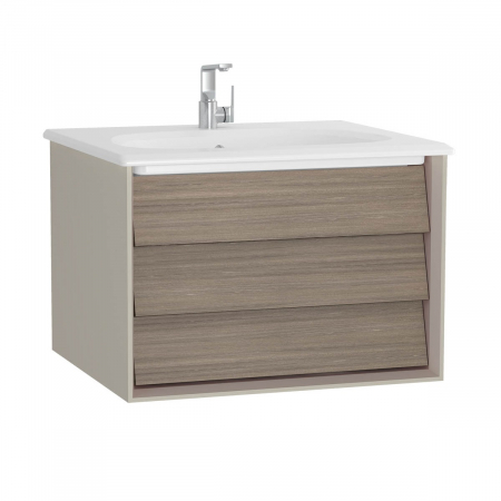 Mobilier de baie - Frame Unitate de baza lavoar baie 60cm cu 1 drawer, cu vanity lavoar / chiuveta baie taupe mat | 61218