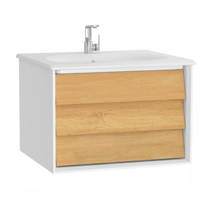 Mobilier de baie - Frame Unitate de baza lavoar baie 60cm cu 1 drawer, cu vanity lavoar / chiuveta baie alb mat | 61216