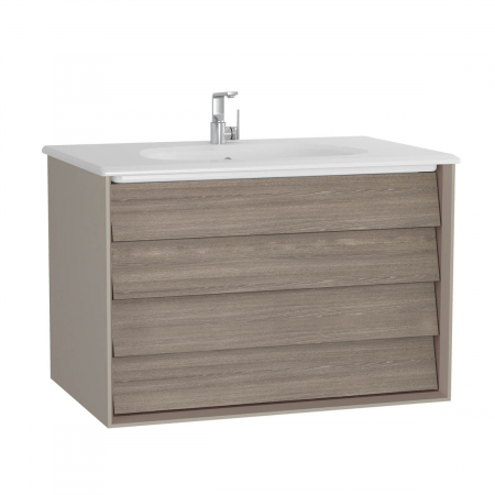 Mobilier de baie - Frame Unitate de baza lavoar baie 80cm, cu 2 drawers, cu vanity lavoar / chiuveta baie taupe mat | 61230