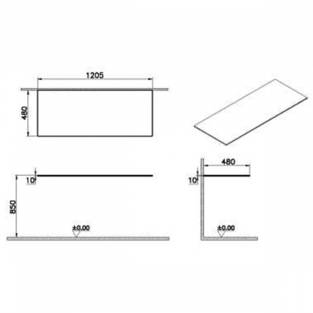 glass counter, fara hole 120 cm, negru | 66977 [1]