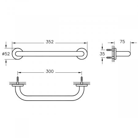 Bara sustinere / de sprijin 30cm inox cu aspect cromata persoane cu nevoi speciale / handicap | A44375 [1]