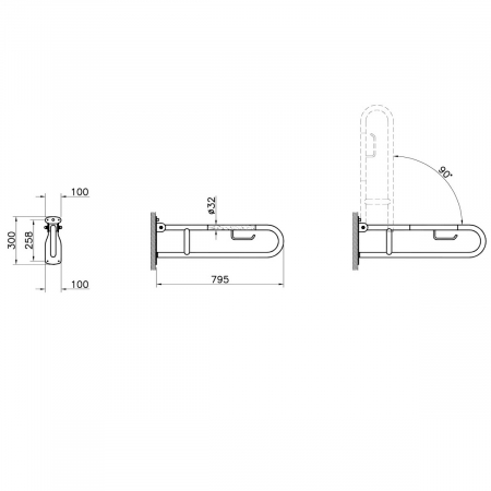 Bara de sprijin rabatabila 80 cm din inox cu finisaj cromat și suport pentru hartie igienica pentru persoane cu dizabilitati | A44468 [1]