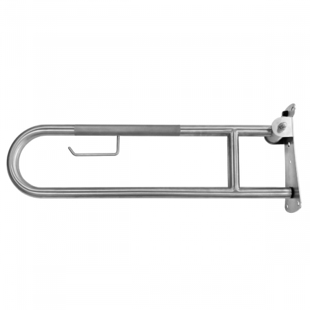 Bare de sprijin baie pentru persoane cu dizabilitati - Bara de sprijin rabatabila 80 cm din inox cu finisaj cromat și suport pentru hartie igienica pentru persoane cu dizabilitati | A44468