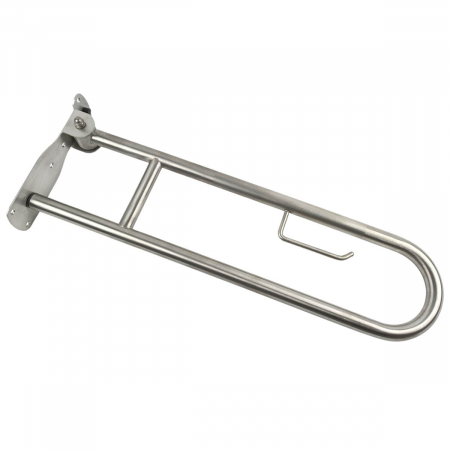 Bara de sprijin rabatabila 80 cm din inox cu finisaj cromat și suport pentru hartie igienica pentru persoane cu dizabilitati | A44468 [2]