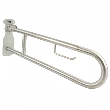 Bara de sprijin rabatabila 80 cm din inox cu finisaj cromat și suport pentru hartie igienica pentru persoane cu dizabilitati | A44468 [4]