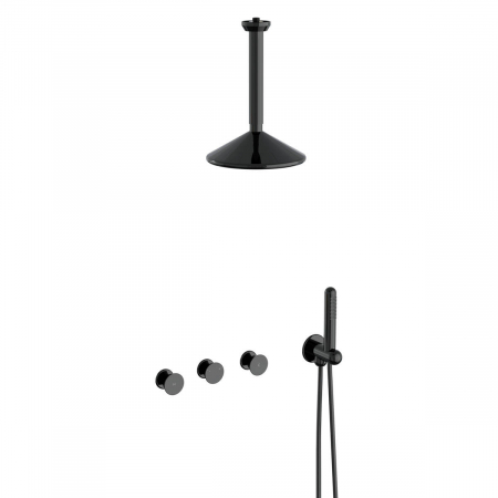 Baterii, robinete si sisteme de dus - incastrata set de dus, negru lucios | A4277739