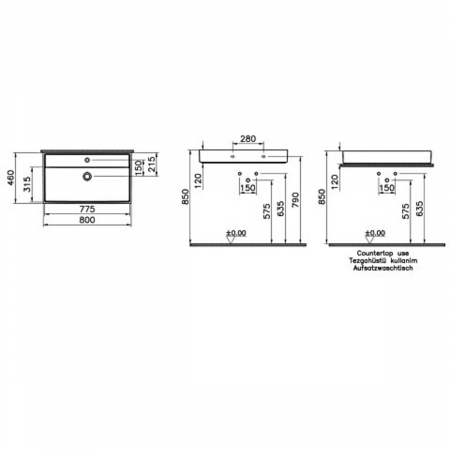 Lavoar / chiuveta baie 35cm x 63cm, cu orificiul pentru baterie si preaplin | 7415B077-0001 [1]