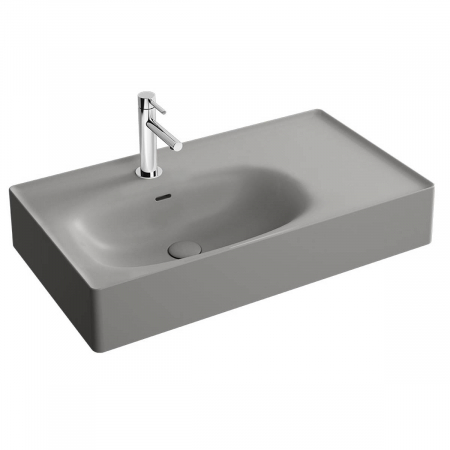 Lavoare - Lavoar / chiuveta baie 80cm, cu orificiul pentru baterie si preaplin, culoare piatra gri mat | 7242B476-0001