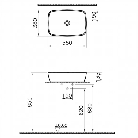 Lavoar / chiuveta baie dreptunghiulara tip bol 55x38cm | 7075B003-0016 [1]