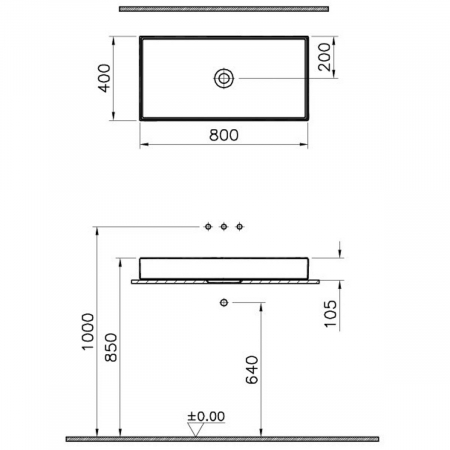 Lavoar / chiuveta baie dreptunghiulara tip bol 80cm | M58000001000 [1]