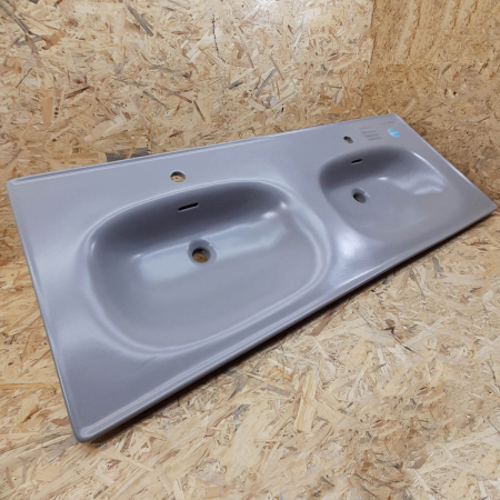 Lavoar / chiuveta baie dubla tip vanity 130cm, cu 2 orificii pentru baterie, cu 2 orificii preaplin, culoare piatra gri mat | 7244B476-0001 [5]