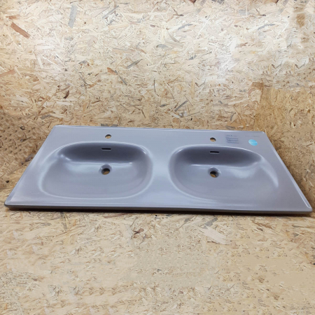 Lavoar / chiuveta baie dubla tip vanity 130cm, cu 2 orificii pentru baterie, cu 2 orificii preaplin, culoare piatra gri mat | 7244B476-0001 [3]