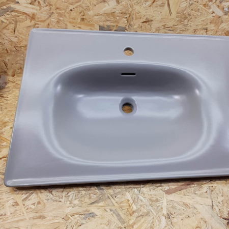 Lavoar / chiuveta baie dubla tip vanity 130cm, cu 2 orificii pentru baterie, cu 2 orificii preaplin, culoare piatra gri mat | 7244B476-0001 [6]