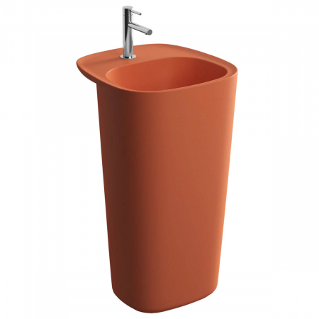 Lavoare - Lavoar / chiuveta baie monobloc cu orificiu pentru baterie, fara orificiul preaplin, roz teracota mat | 7814B477-0041