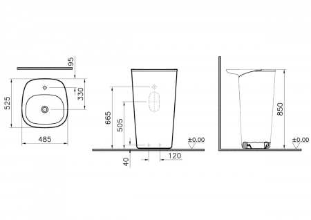 Lavoar / chiuveta baie monobloc cu orificiu pentru baterie, fara orificiul preaplin, roz teracota mat | 7814B477-0041 [1]