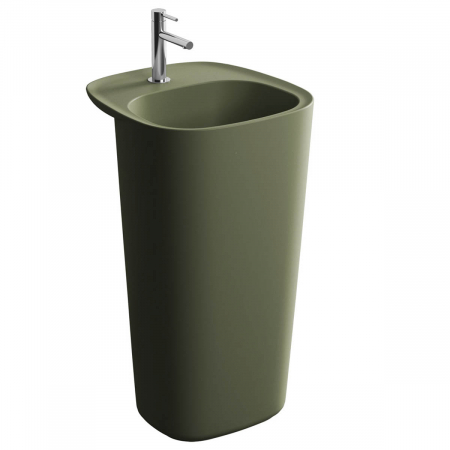 Lavoare - Lavoar / chiuveta baie monobloc cu orificiu pentru baterie, fara orificiul preaplin, verde muschi mat | 7814B475-0041