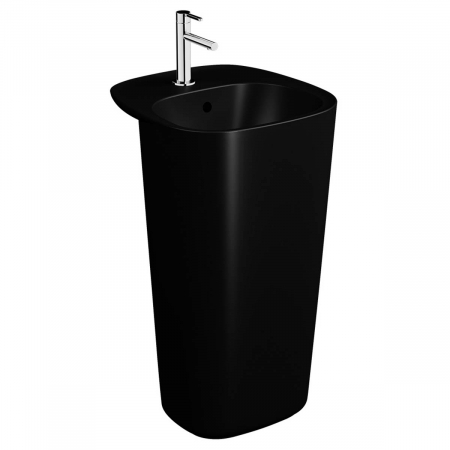 Lavoare - Lavoar / chiuveta baie monobloc, cu orificiul pentru baterie si preaplin, negru mat | 7814B483-0001