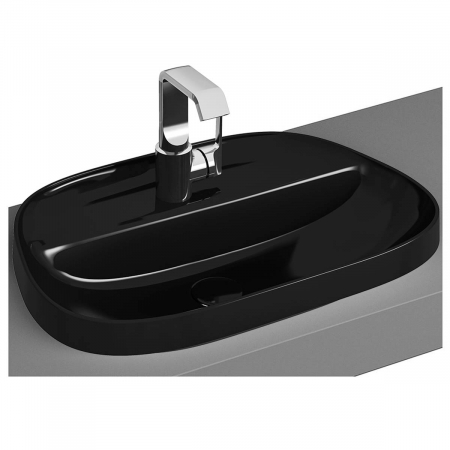 Lavoare - Lavoar / chiuveta baie ovala pe blat57cm, cu orificiu pentru baterie, fara orificiul preaplin, negru | 5696B470-0041